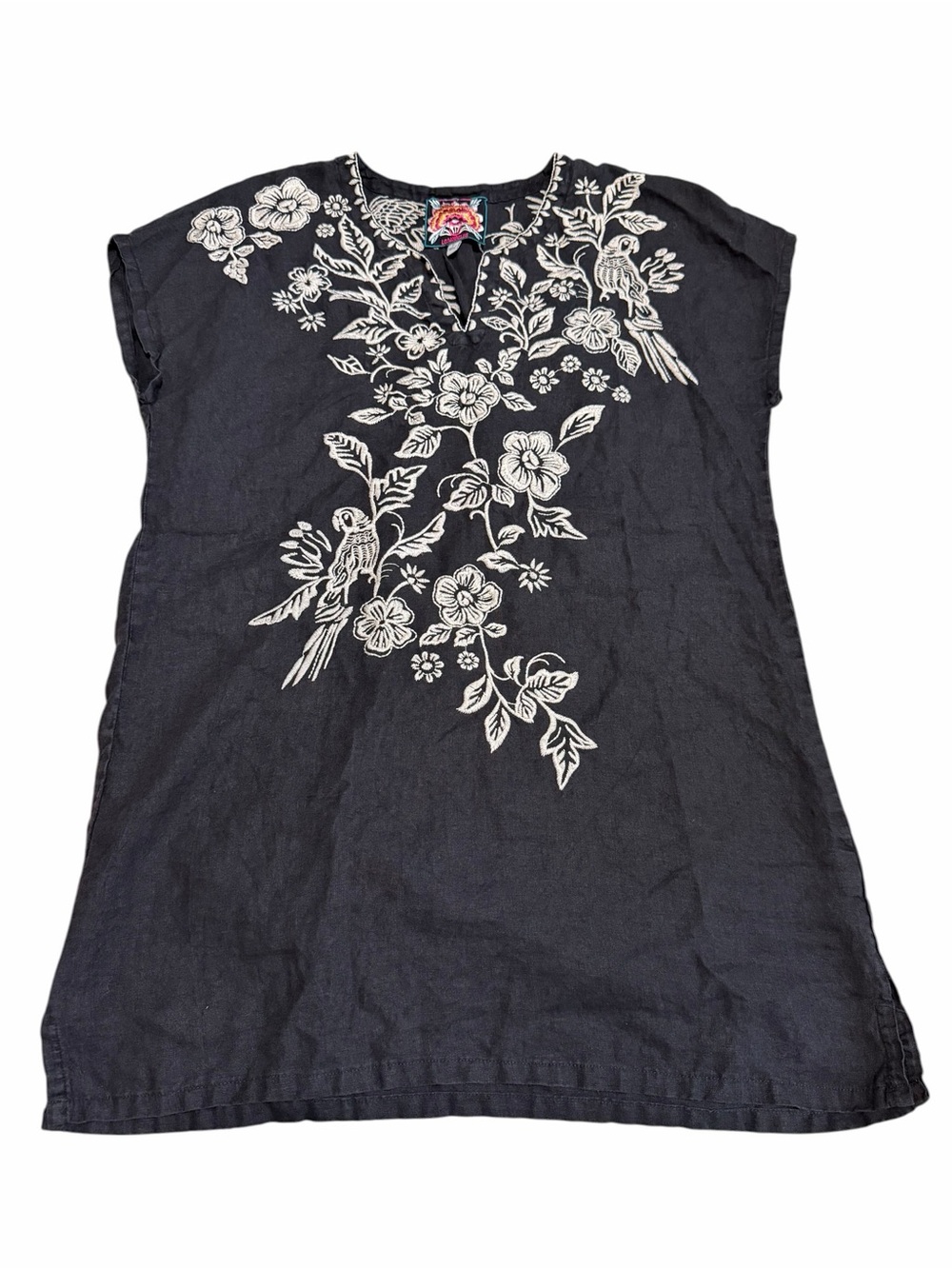 Johnny Was 100% Linen Abigail Easy Tunic Dress | Black | Size Medium
